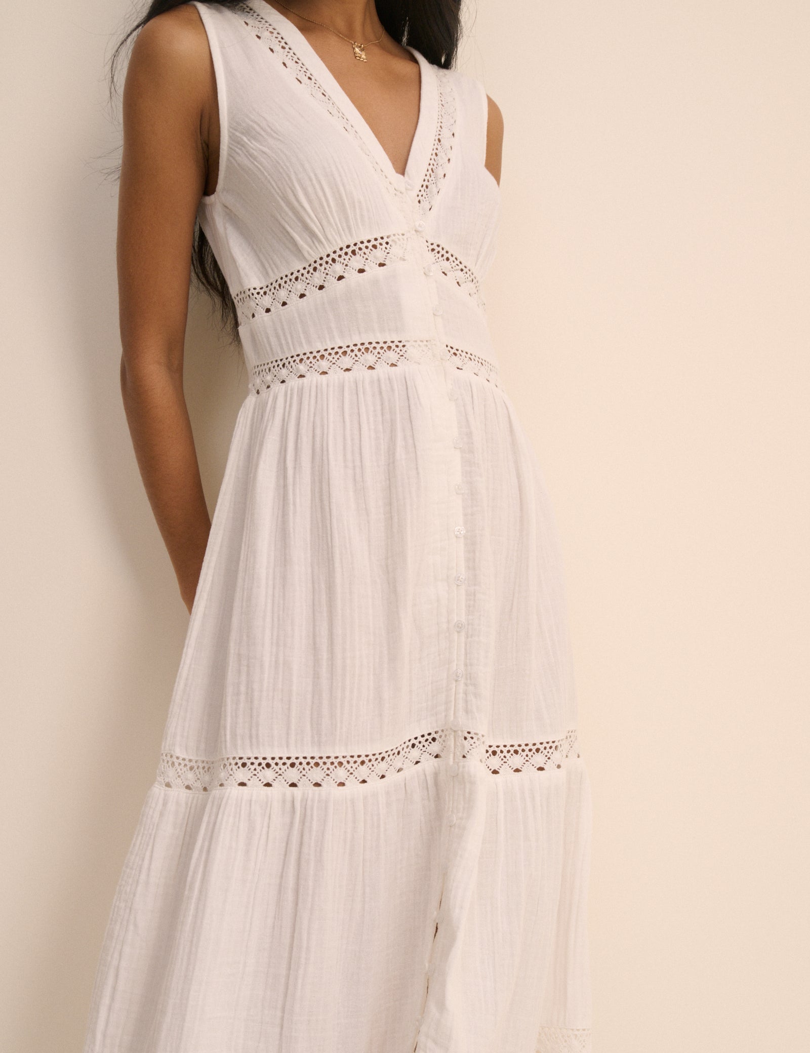 White Broderie Anglaise Wrena Midi Dress