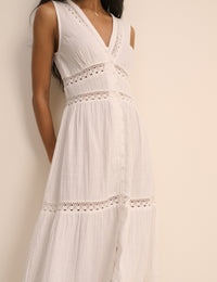 White Broderie Anglaise Wrena Midi Dress