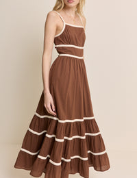 Brown Tiered Veronica Midi Dress