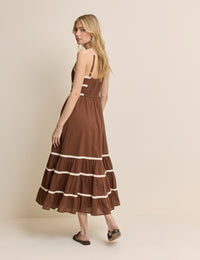 Brown Tiered Veronica Midi Dress