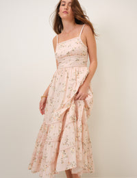 Pink Floral Veronica Midi Dress