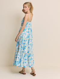 Blue Floral Tiered Hayden Midi Dress