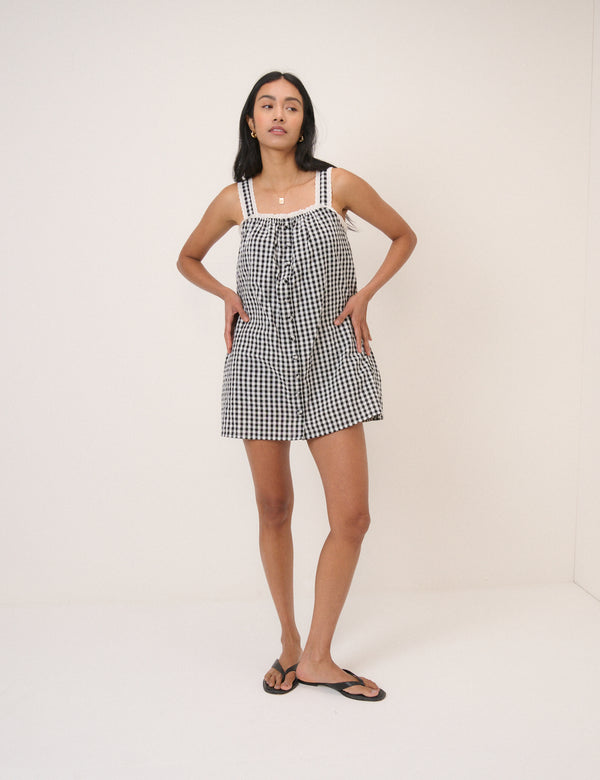 Black Gingham Romper