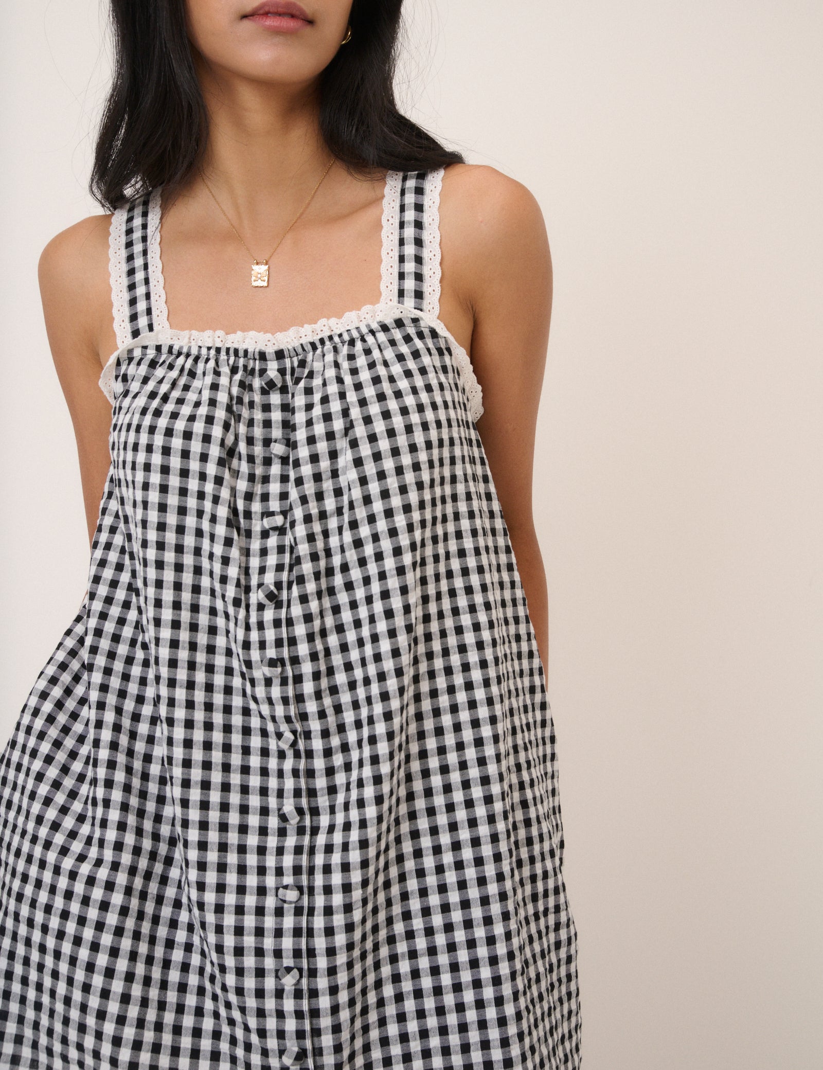 Black Gingham Romper