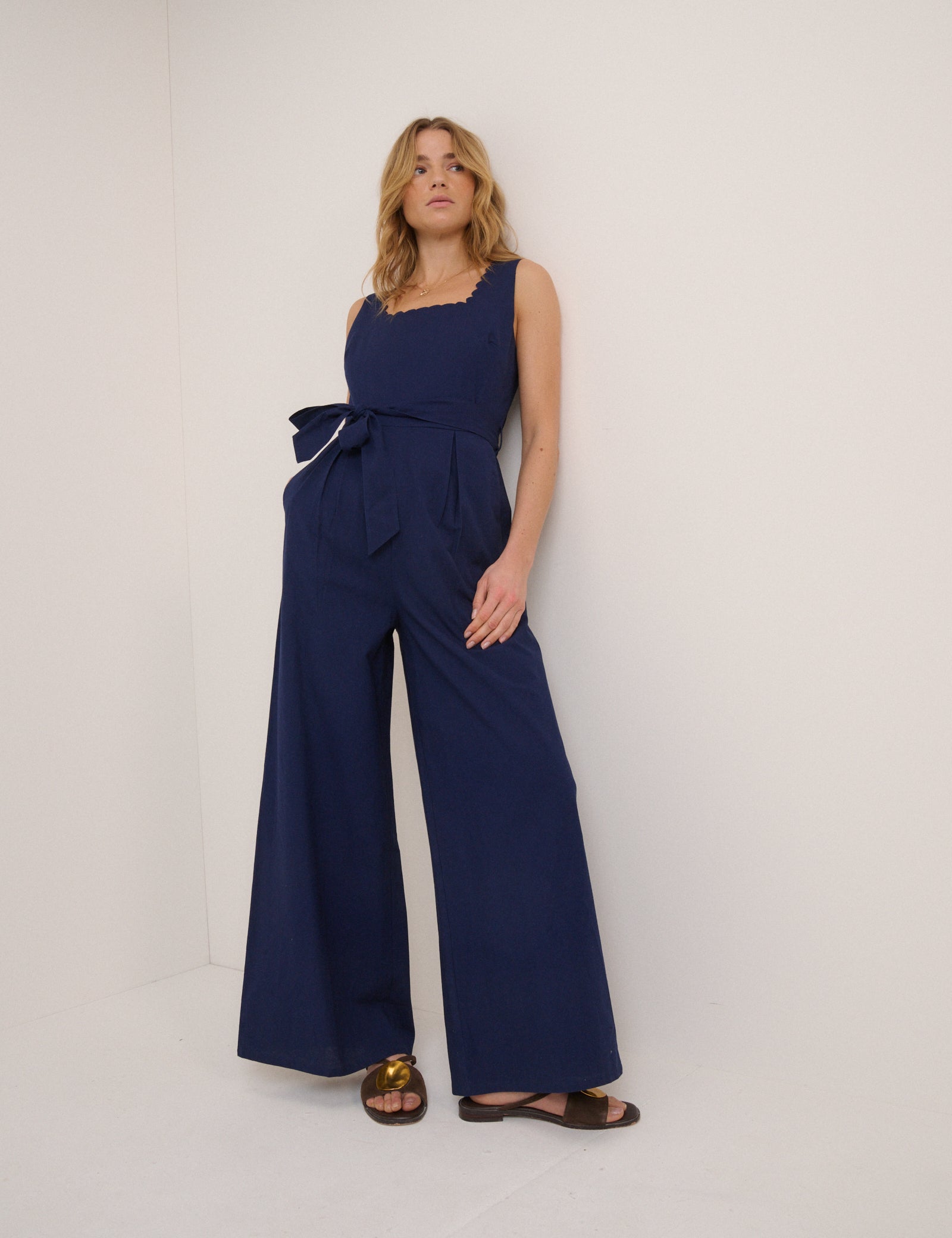 Navy Square Neck Jumpsuit