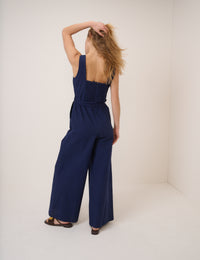 Navy Square Neck Jumpsuit