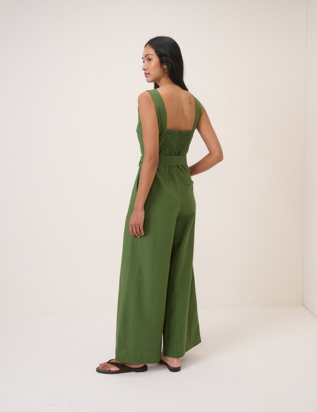 Green Square Neck Jumpsuit