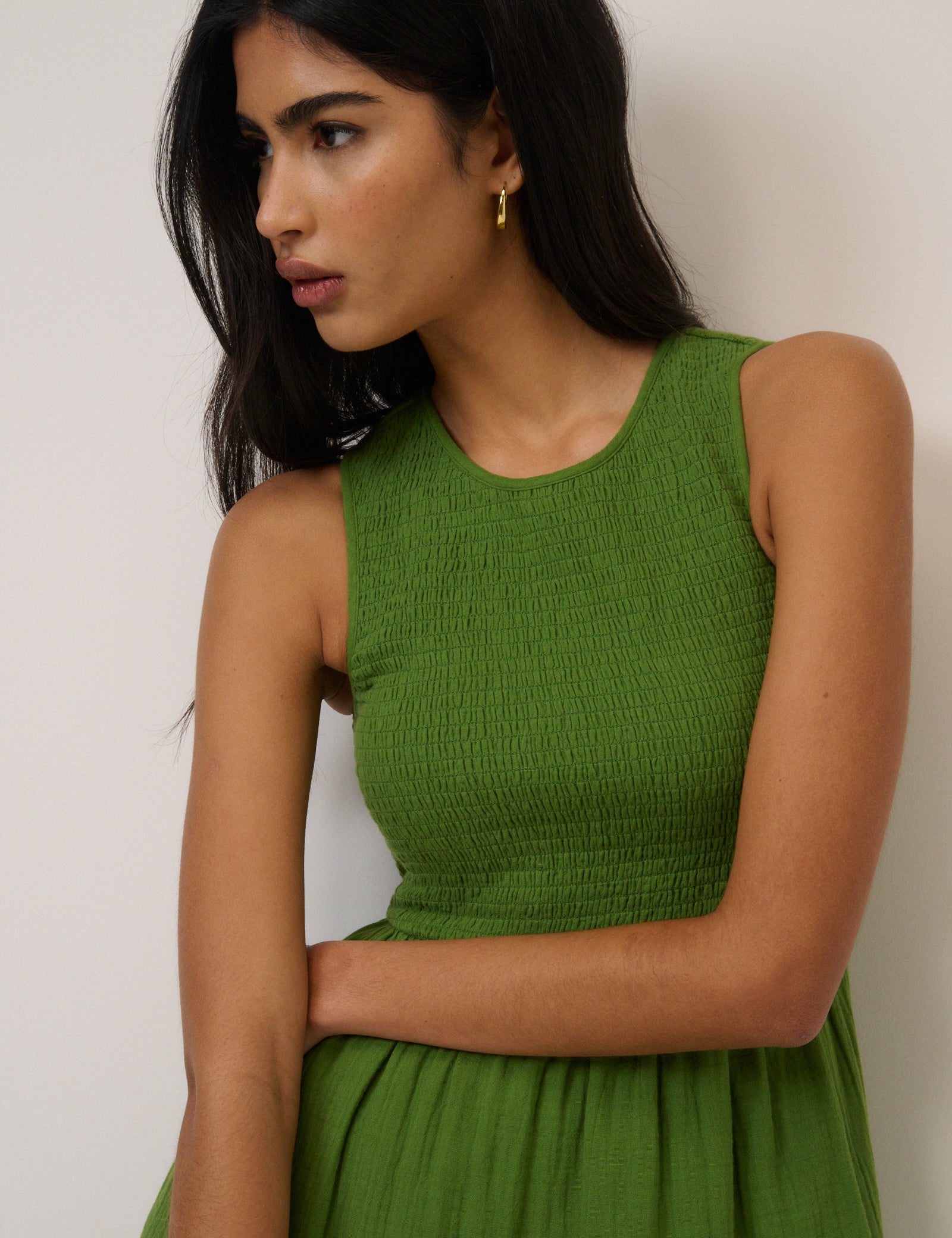 Green Sleeveless Charlie Midi Dress Green Sleeveless Charlie Midi Dress