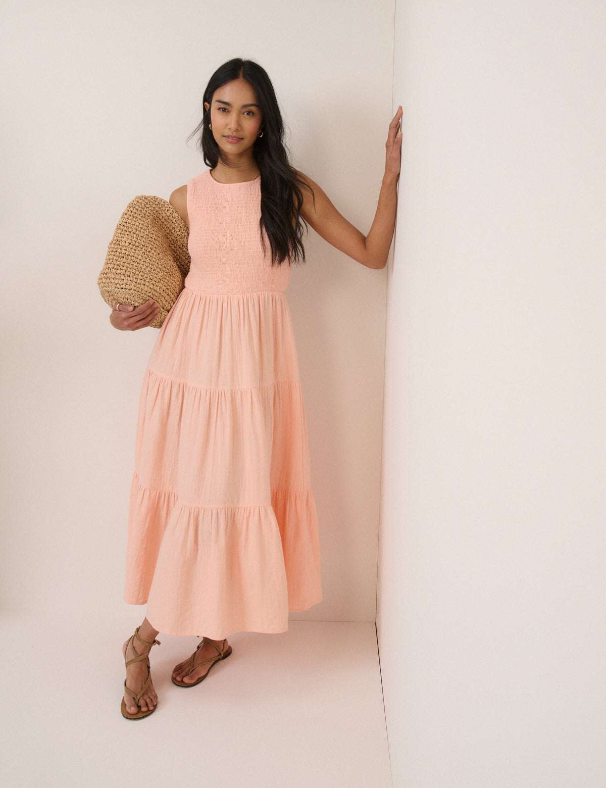 Coral Pink Sleeveless Charlie Midi Dress