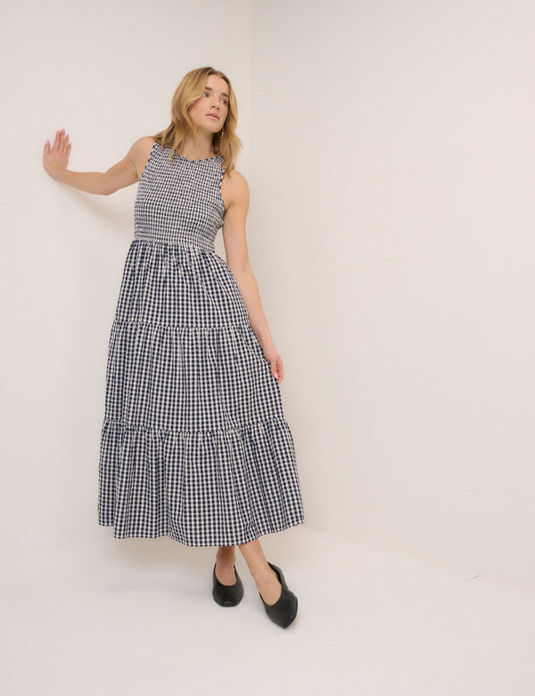 Black Gingham Sleeveless Charlie Midi Dress
