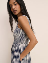 Navy Gingham Sleeveless Charlie Midi Dress