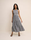 Navy Gingham Sleeveless Charlie Midi Dress