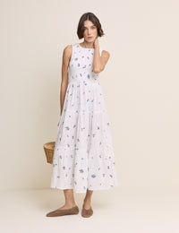 White Floral Embriodered Charlie Midi Dress