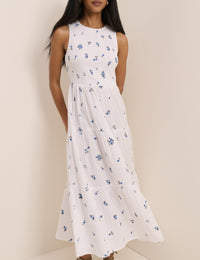 White Floral Embriodered Charlie Midi Dress
