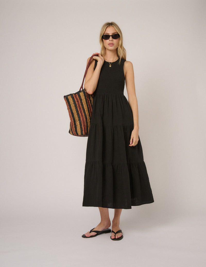Sleeveless Shirred Bodice Charlie Midaxi Dress