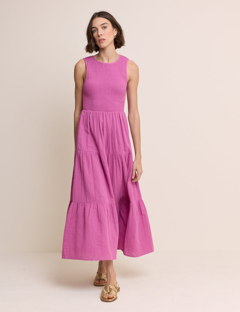 Sleeveless Shirred Bodice Charlie Midaxi Dress