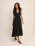 Black Shirred Sleeveless Audrey Midi Dress