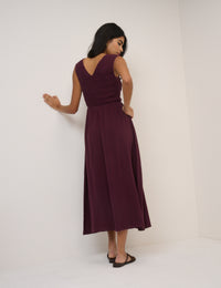 Dark Purple Sleeveless Audrey Midi Dress