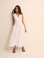 White Sleeveless Audrey Midi Dress