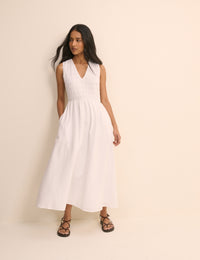 White Sleeveless Audrey Midi Dress