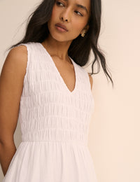 White Sleeveless Audrey Midi Dress
