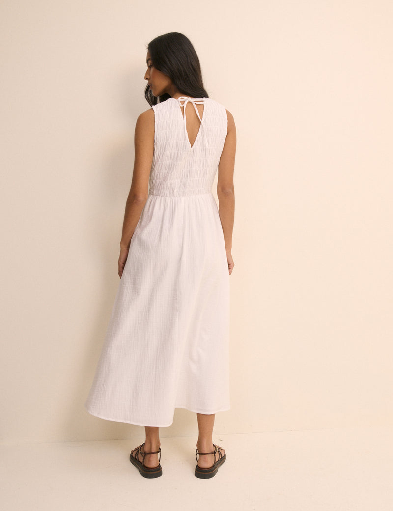 White Sleeveless Audrey Midi Dress