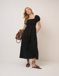 Black Tiered Everly Midi Dress