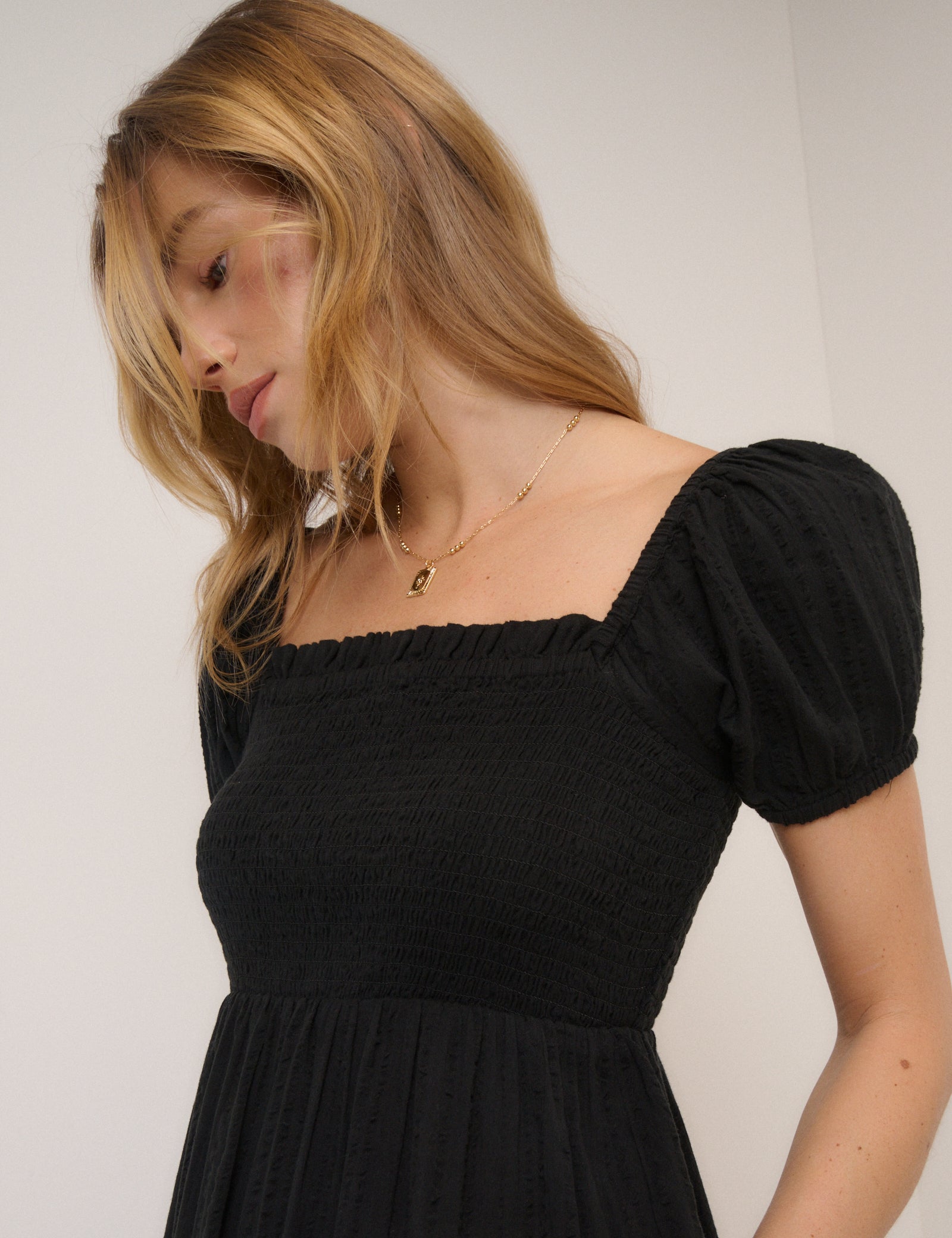 Black Tiered Everly Midi Dress