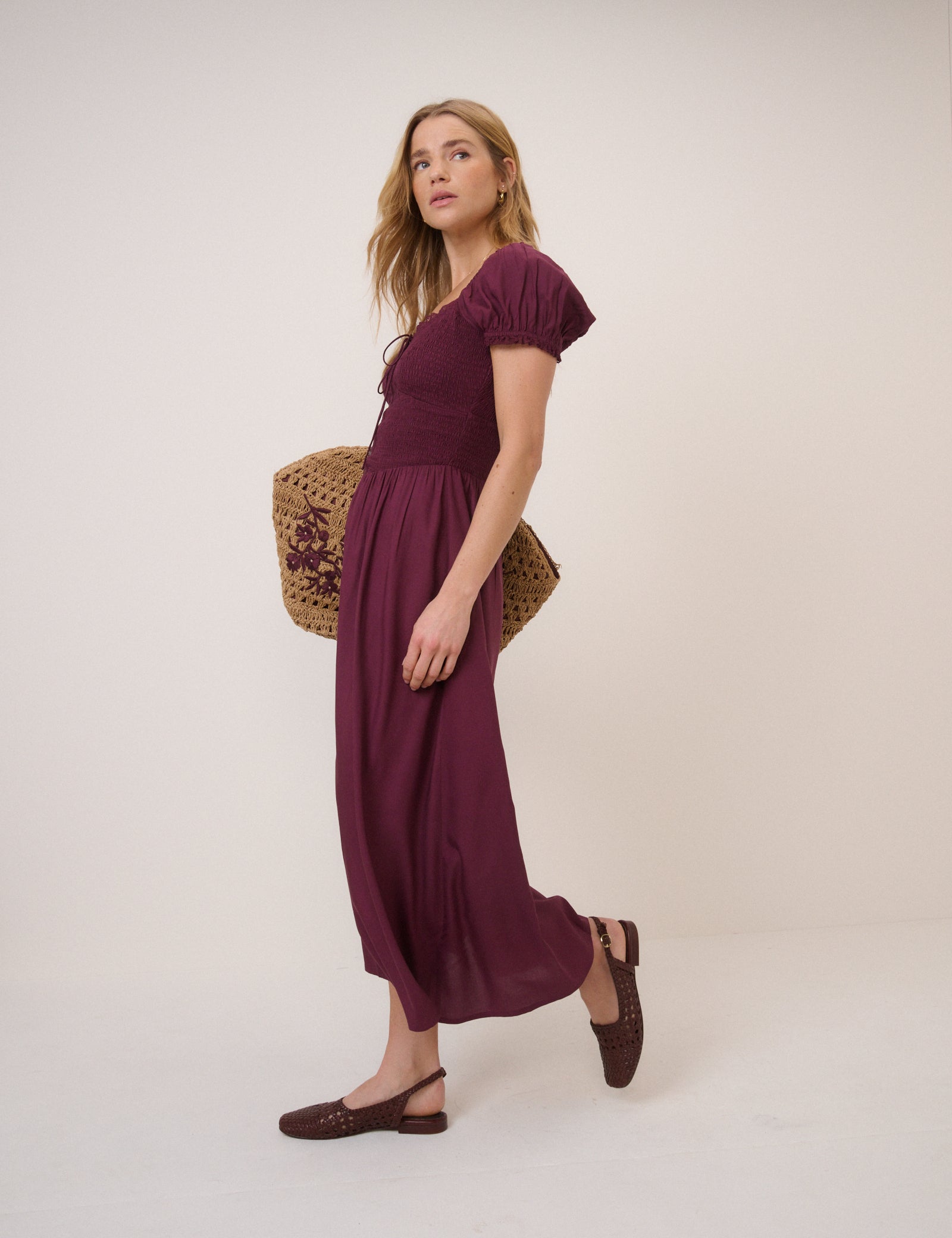 plum midi dress Plum Puff Sleeve Savanna Midi Dress