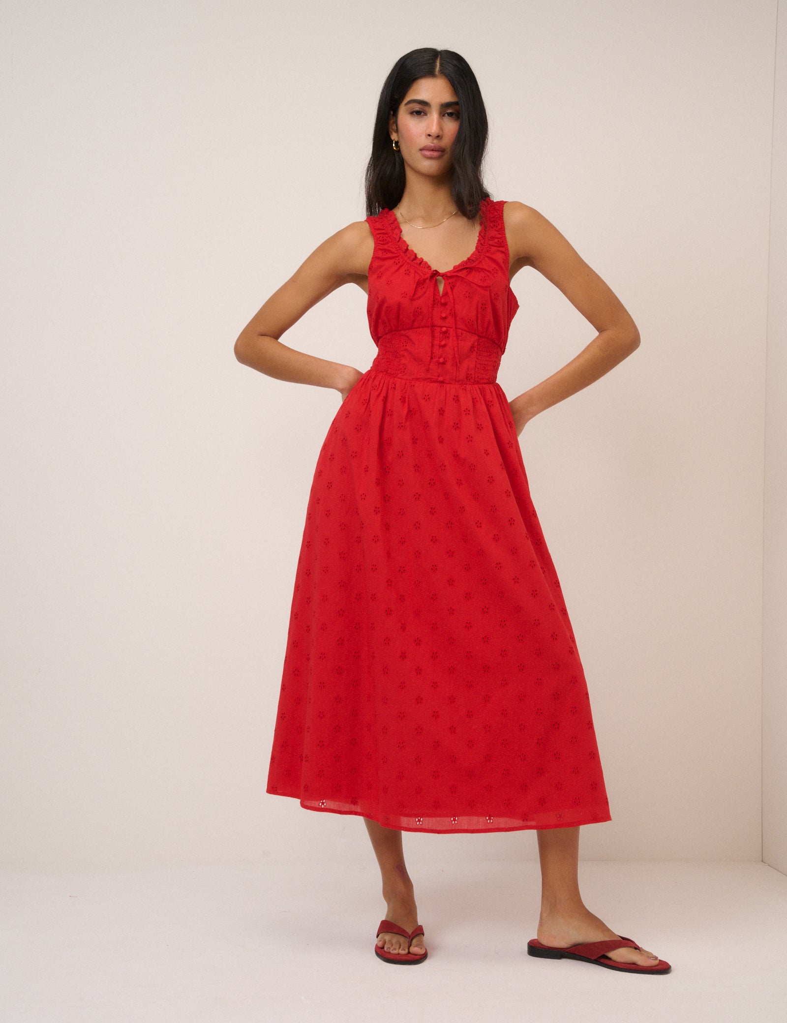 Red Floral Rylee Midi Dress