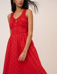 Red Floral Rylee Midi Dress