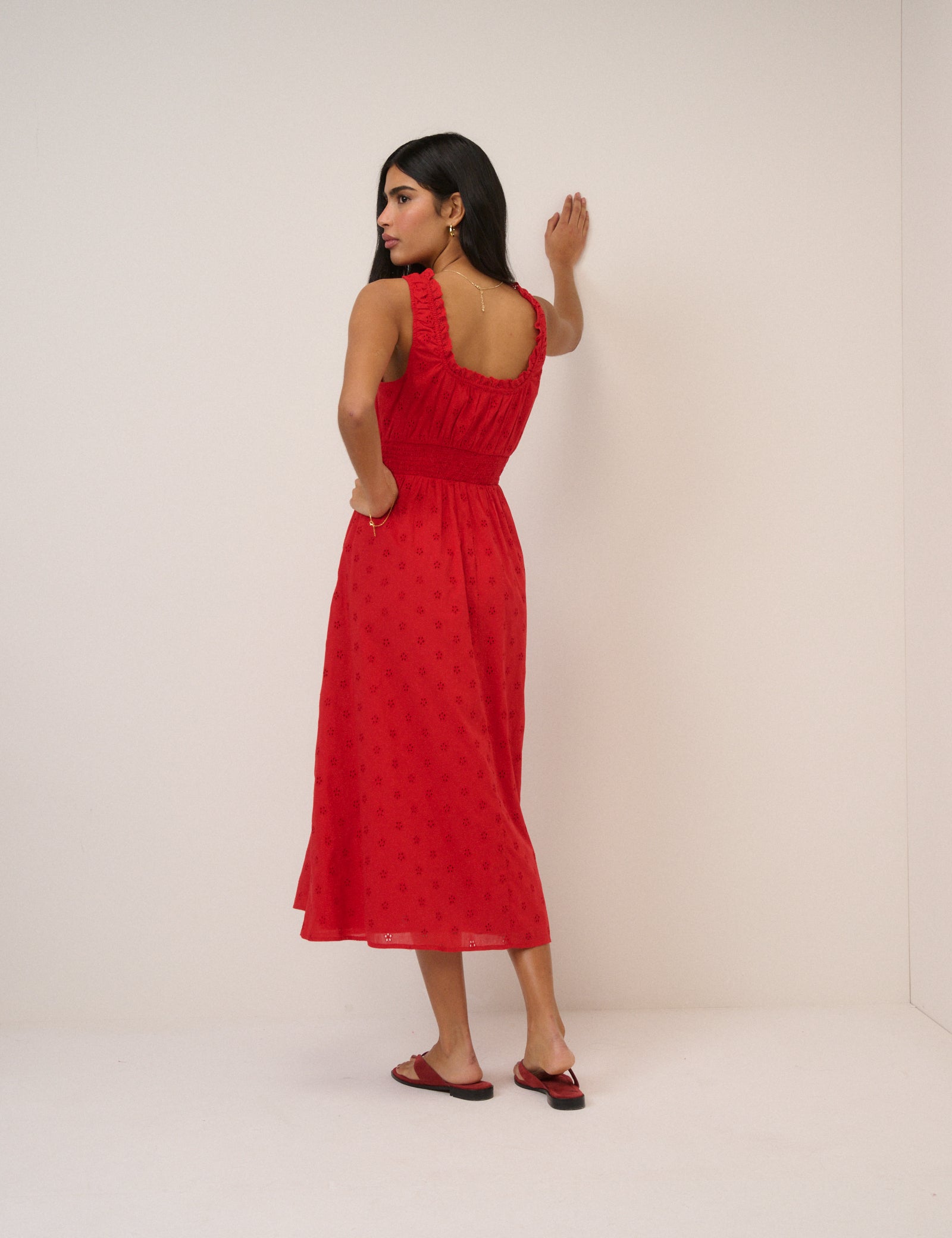 Red Floral Rylee Midi Dress