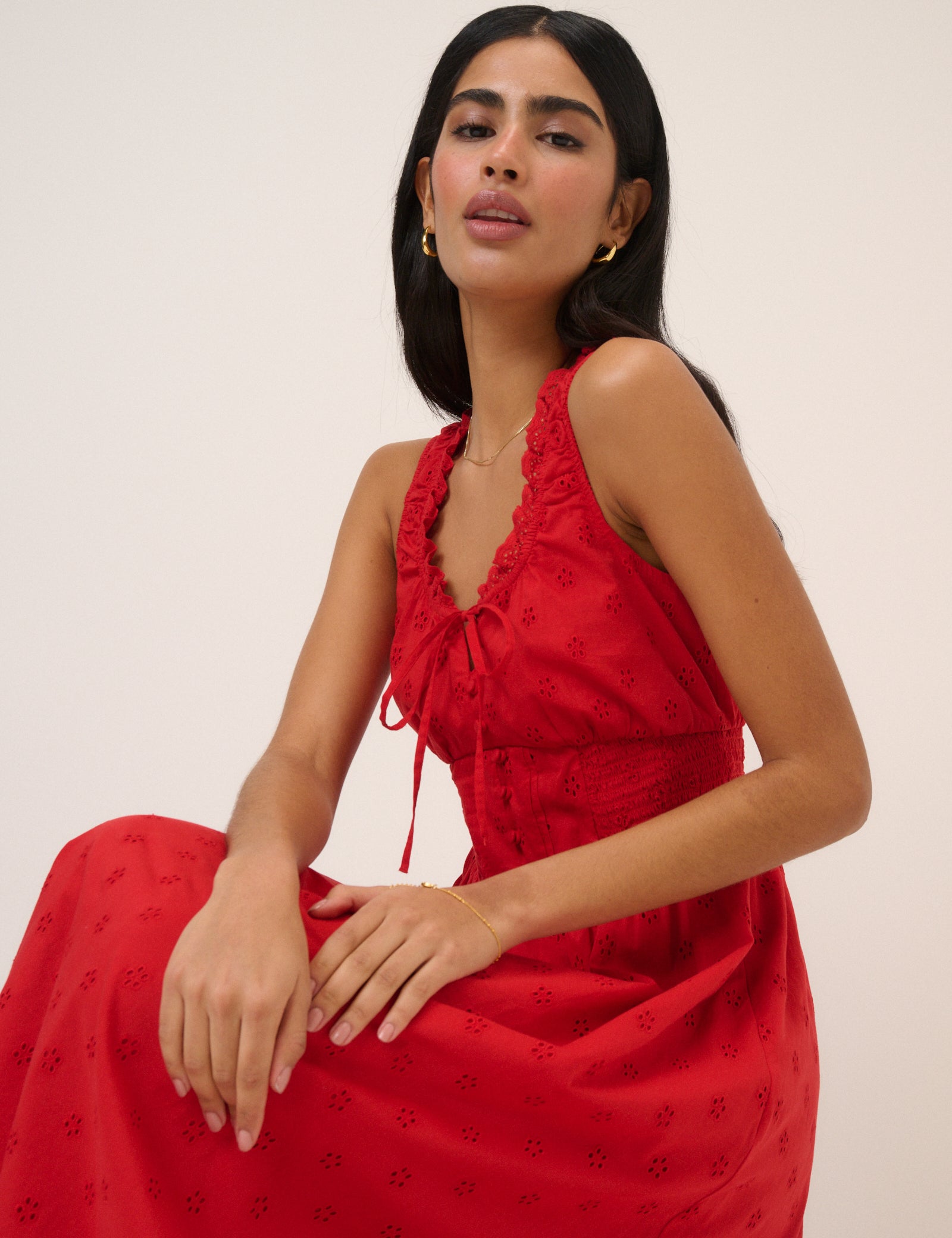 Red Floral Rylee Midi Dress