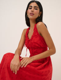 Red Floral Rylee Midi Dress