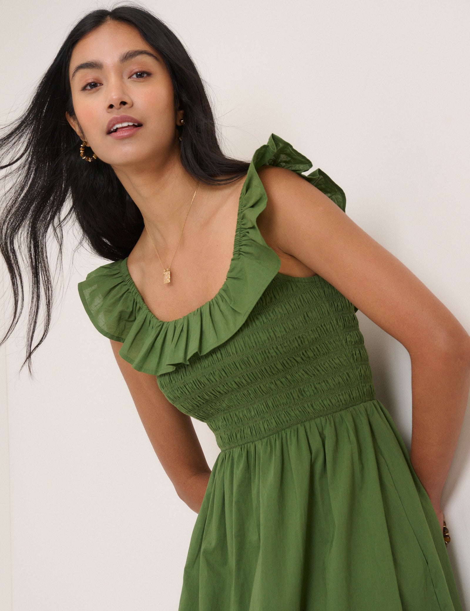 Green Ruffle Mona Midi Dress Green Ruffle Mona Midi Dress
