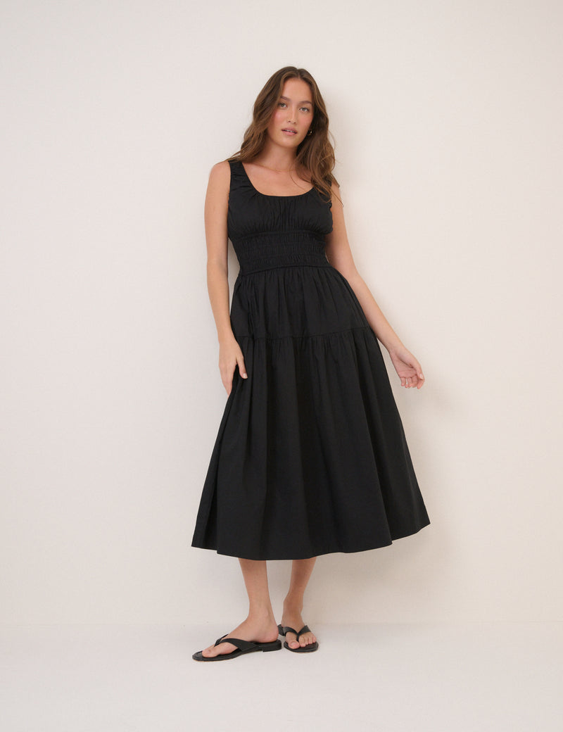 Black Juliette Midi Dress