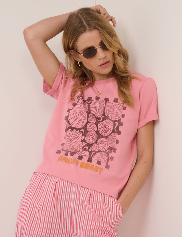 Pink Seashell Graphic T-Shirt