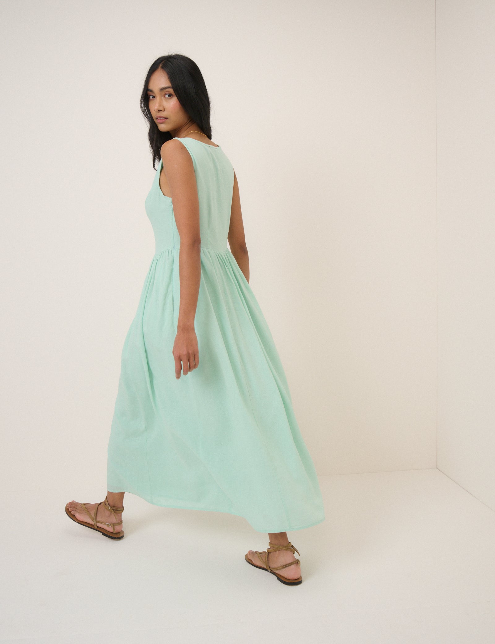 Mint Green Drop Waist Cora Midi Dress Mint Green Drop Waist Cora Midi Dress