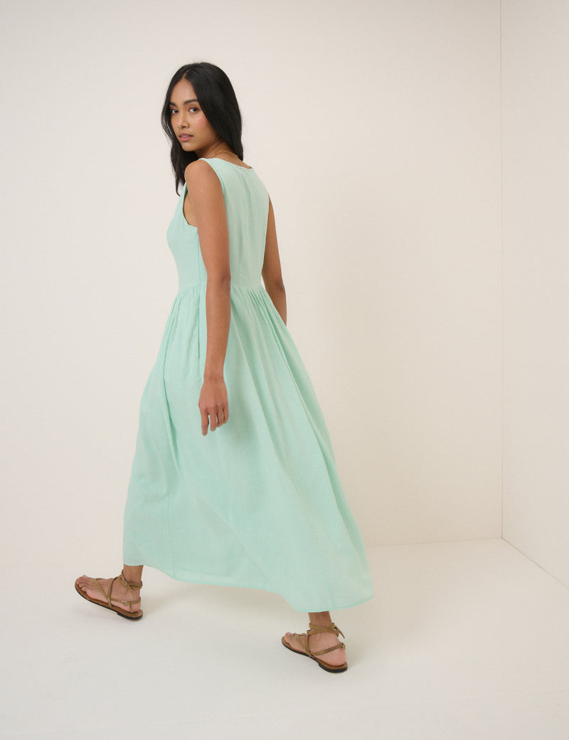 Mint Green Drop Waist Cora Midi Dress