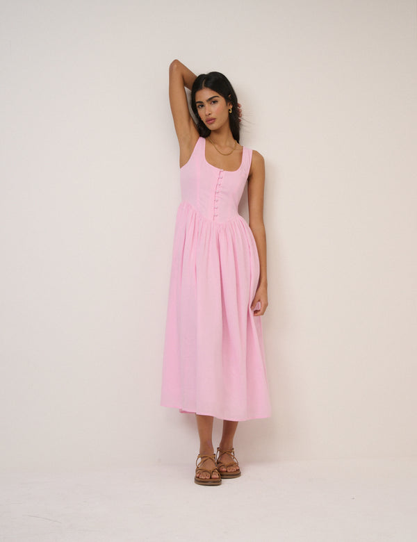 Pink Cora Midi Dress