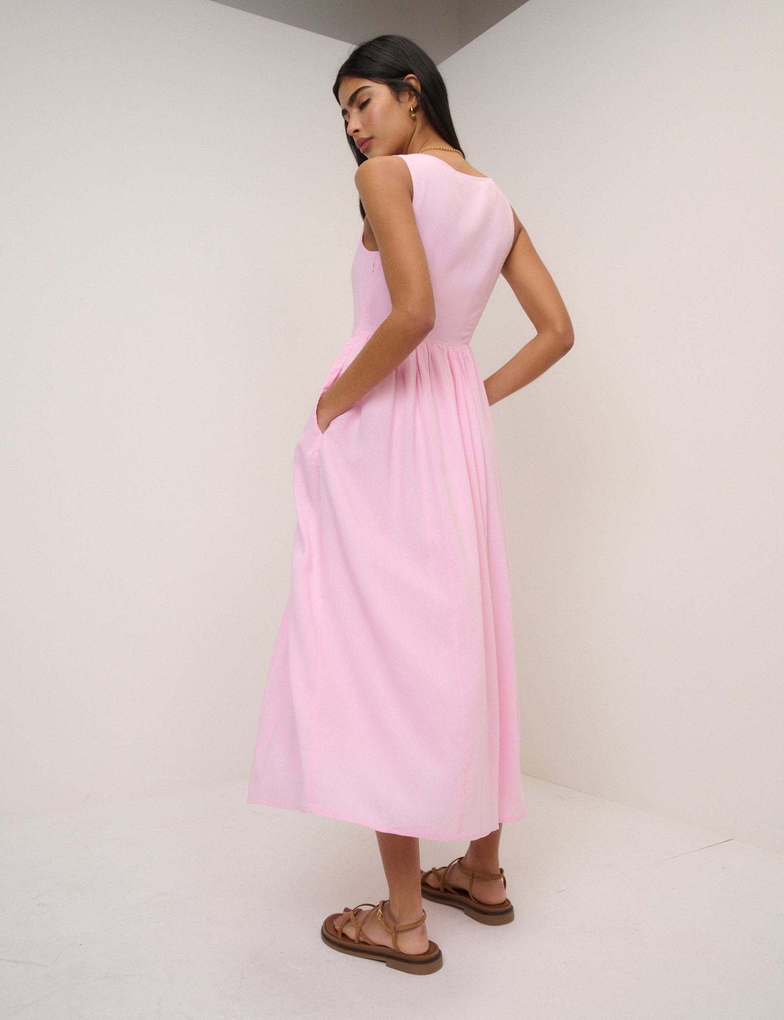 Pink Cora Midi Dress