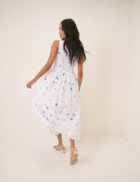 White Floral Cora Midi Dress