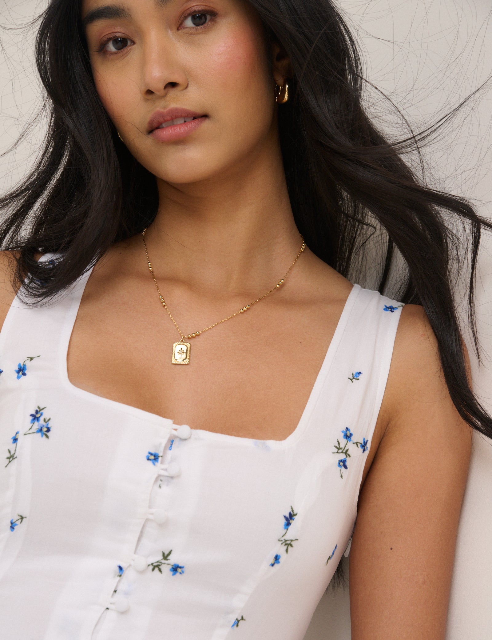 White Floral Cora Midi Dress