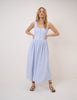 Blue Pinstripe Cora Midi Dress