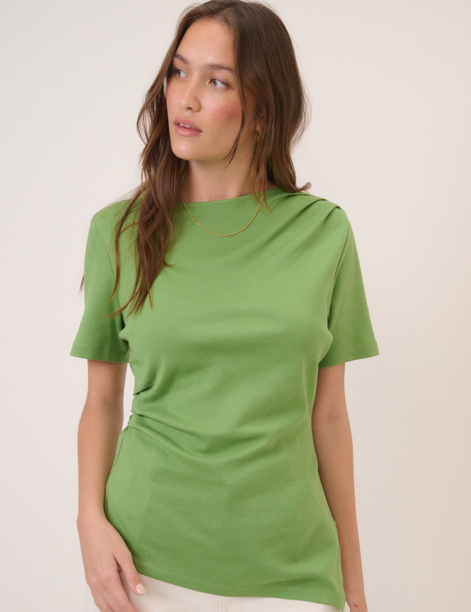 Green Pleated T-Shirt