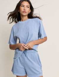 Blue Raw Edge Relaxed T-shirt