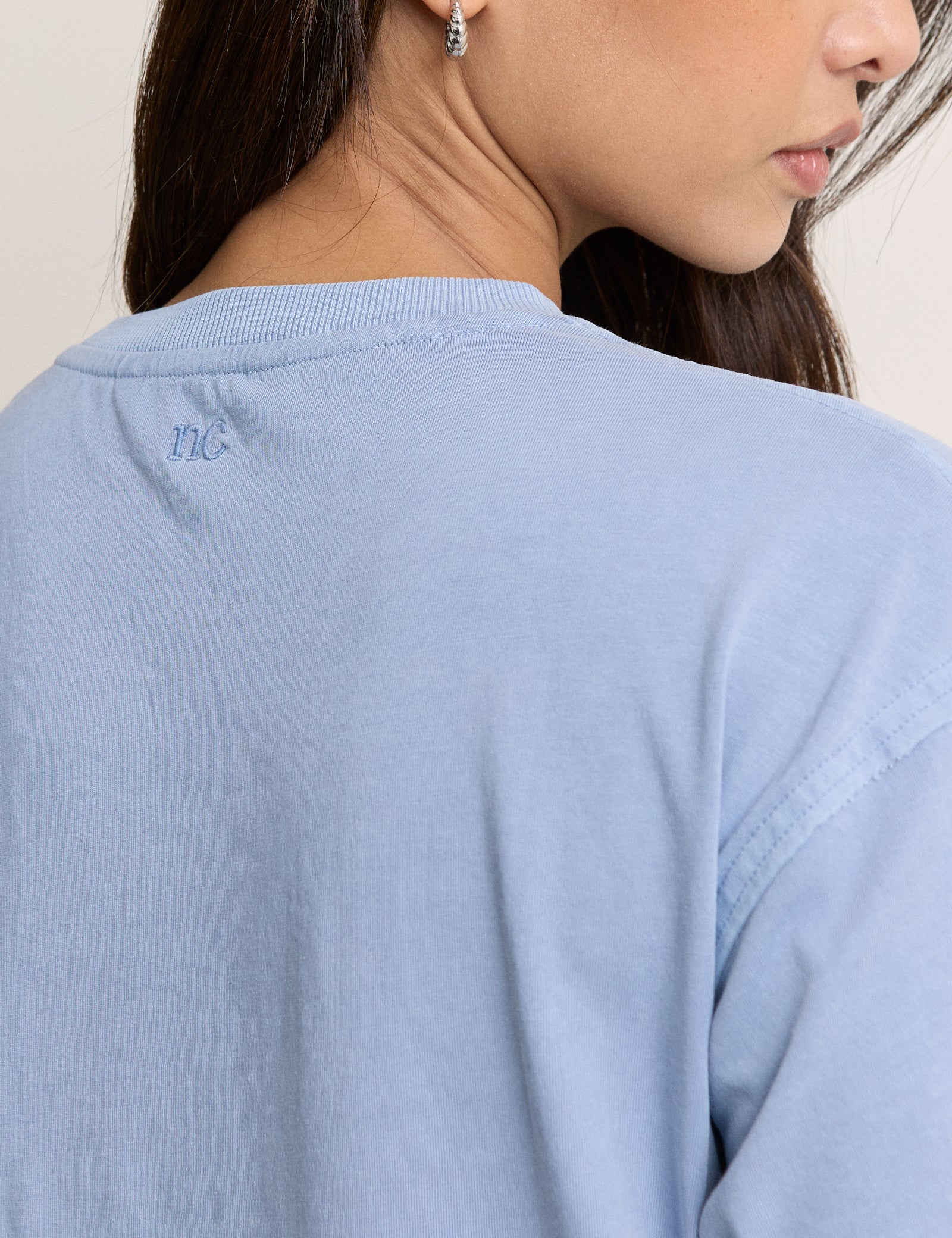 Blue Raw Edge Relaxed T-shirt