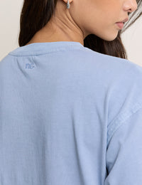 Blue Raw Edge Relaxed T-shirt