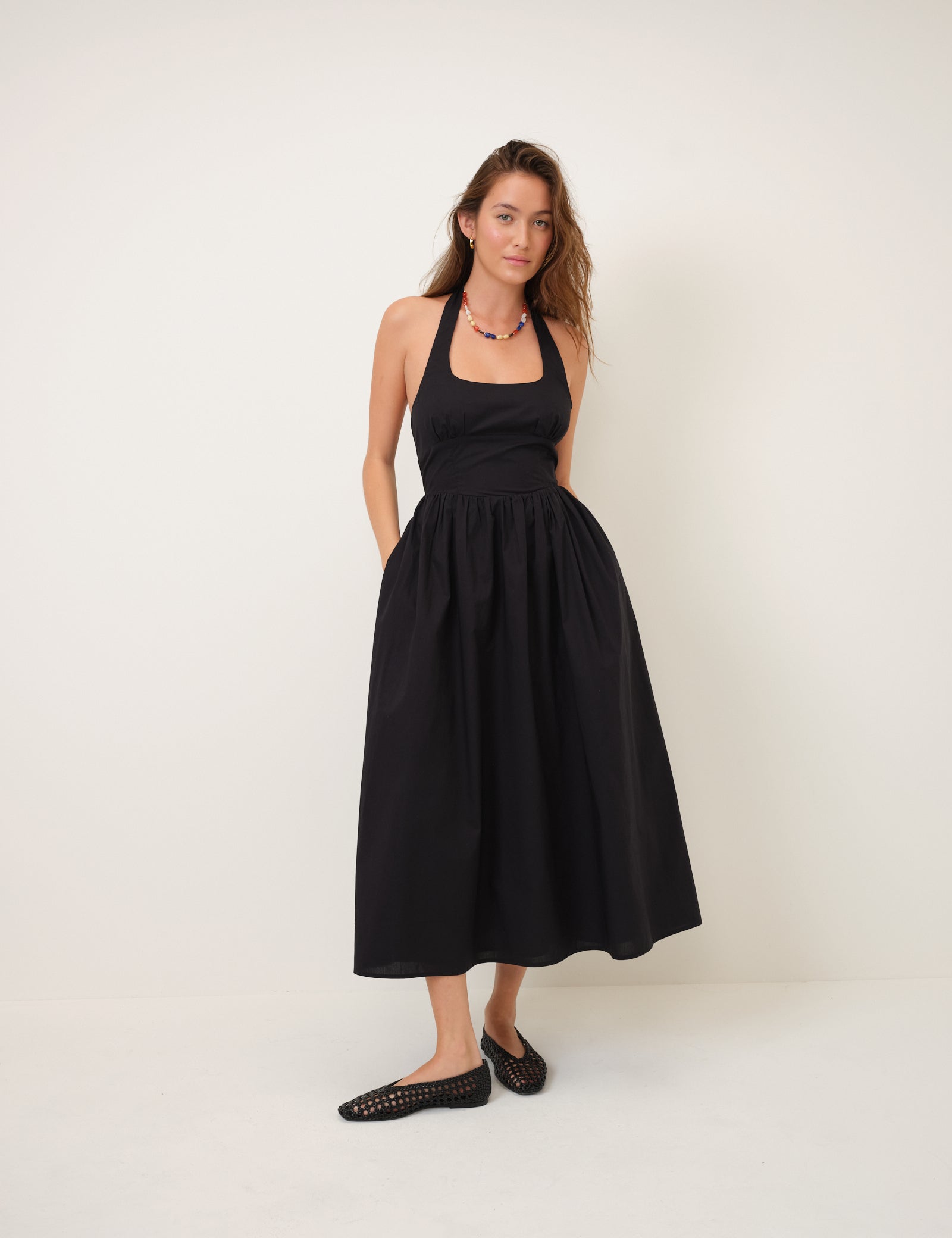 Black Halterneck Hallie Midi Dress