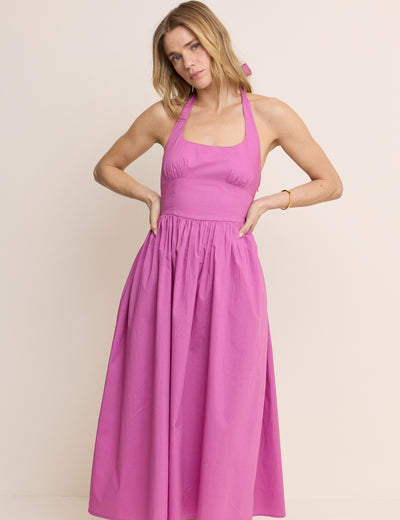 Pink Halterneck Hallie Midi Dress